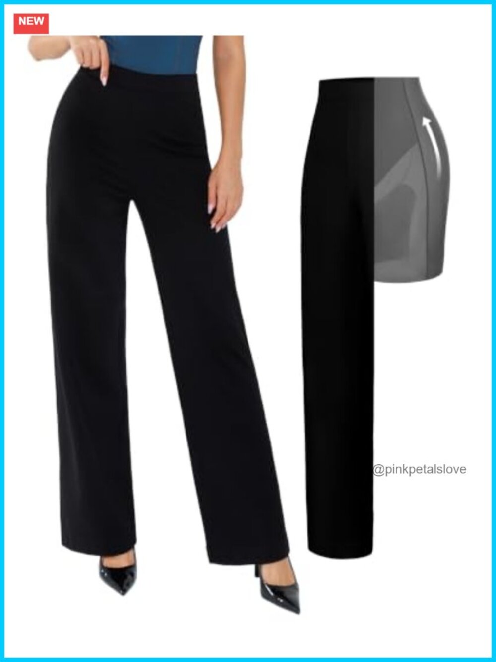 Popilush Dress Pants Tummy Control Wide Leg Business Casual Work